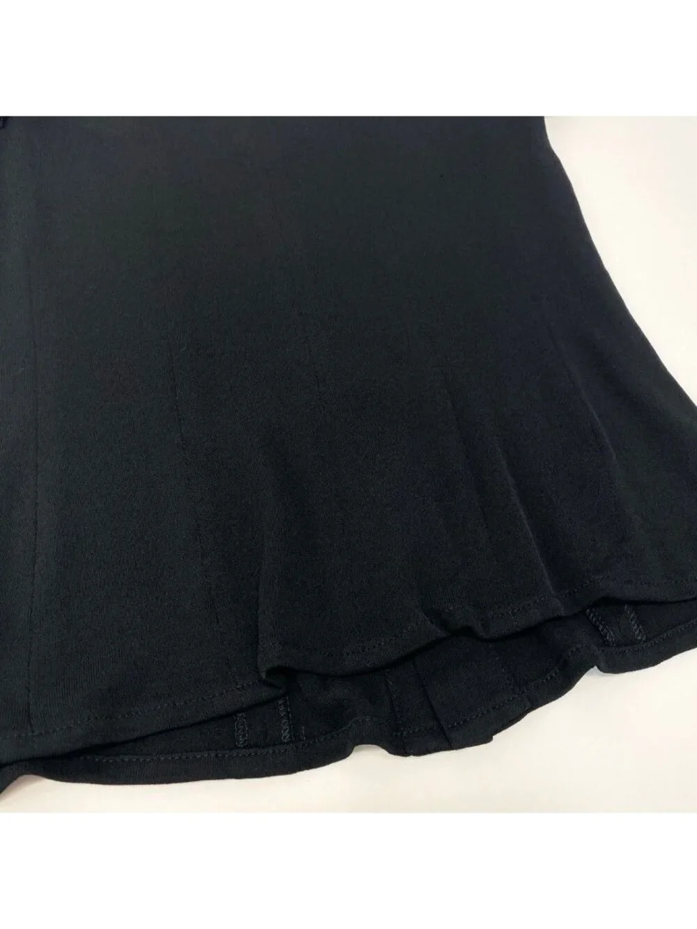 Chanel Ch1 Short Sleeve Knit Sweater CC Logo Button 36 Black 100% Rayon